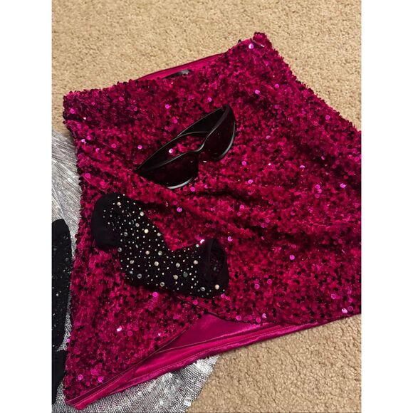 Sequin pink mini skirt - Picture 5 of 5